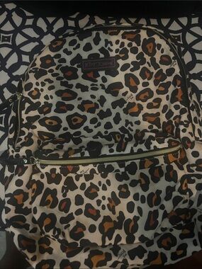 Betsey Johnson Leopard-Print Backpack in White, Black & Brown Spots